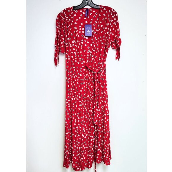 Seraphine Women's Red & White Floral Maternity/Nursing Wrap Dress Size 2, 4 & 6 - Picture 2 of 9